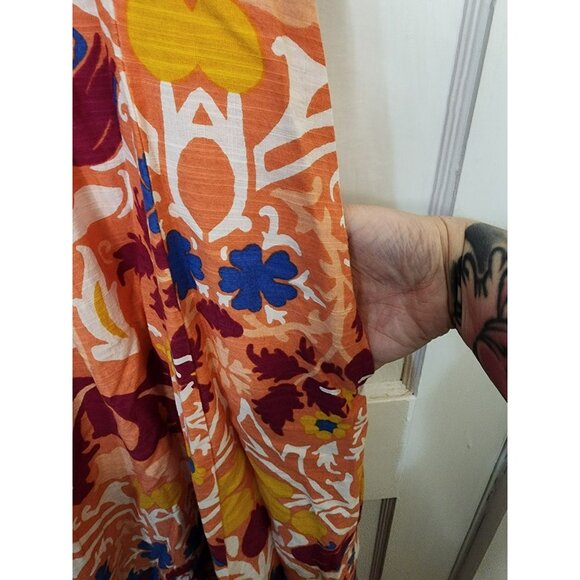 Medium Anthropologie Maeve Cassandra Maxi Flutter Sleeve Dress Boho Southwestern - Picture 5 of 7